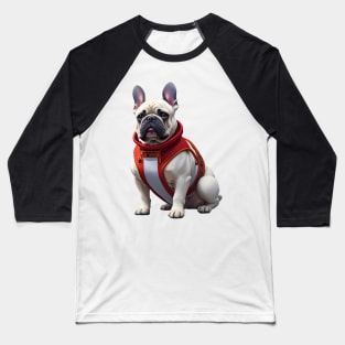 Sassy Frenchie in Red Turtleneck Baseball T-Shirt